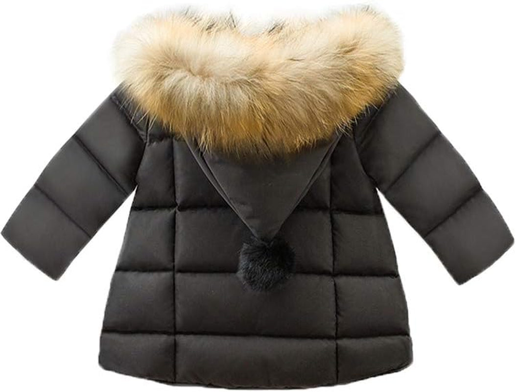 Baby Boys Girls down Jacket Toddler Winter Warm Puffer down Coat Cotton Hooded Fur Snowsuit