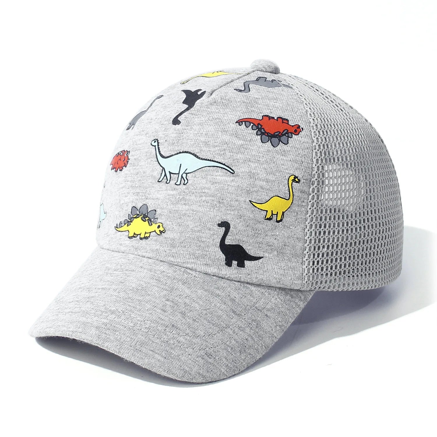 Summer Kids Baseball Cap Baby Cartoon Printed Dinosaur Sunscreen Hat Adjustable Outdoor Casual Breathable Quick Drying Mesh Cap