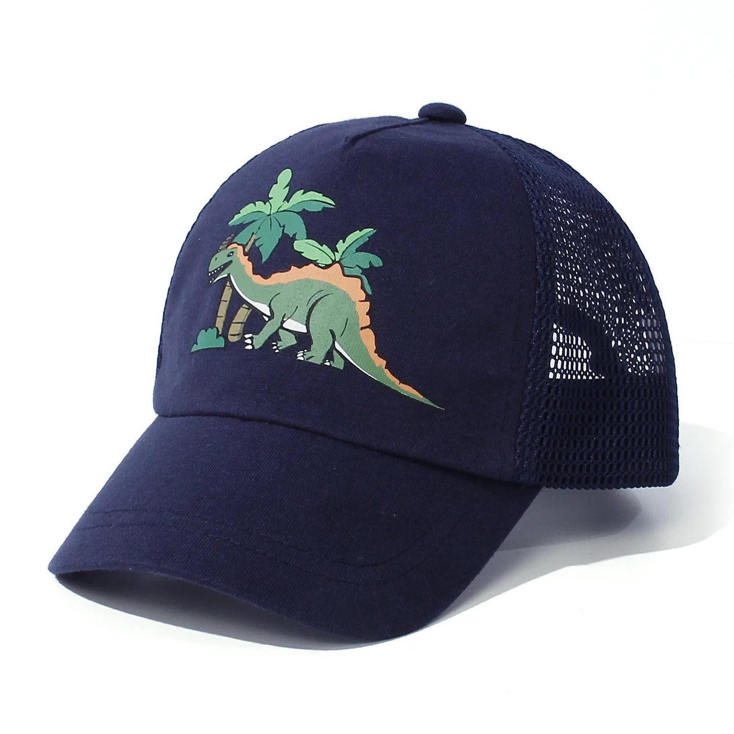 Summer Kids Baseball Cap Baby Cartoon Printed Dinosaur Sunscreen Hat Adjustable Outdoor Casual Breathable Quick Drying Mesh Cap