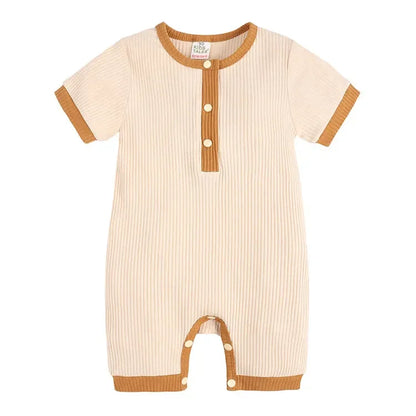 Fashion Solid Color Baby Romper Summer Baby Boy Clothes Cotton Linen Short Sleeve Infant Romper Newborn Clothing 3-18 Months