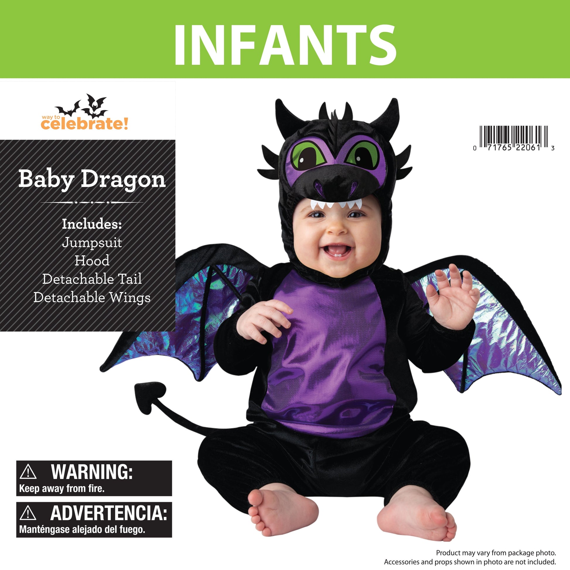 Dragon Halloween Costume for Infant, Size 6-12M, by