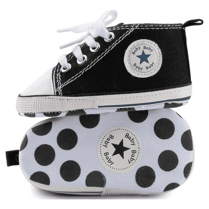 Baby Girls Boys Shoes Infant Canvas High-Top Ankle Sneakers for First Walkers 0-18M