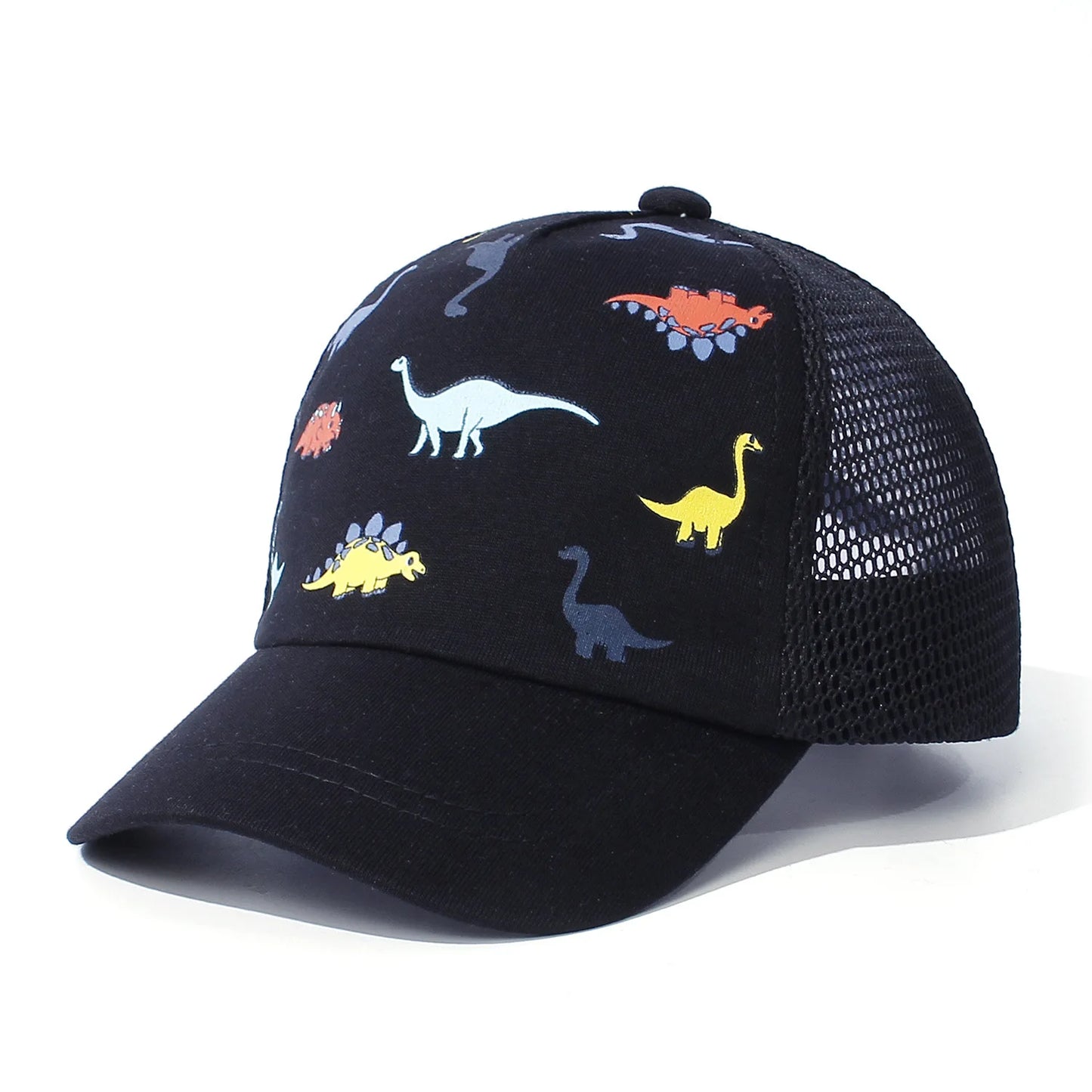 Summer Kids Baseball Cap Baby Cartoon Printed Dinosaur Sunscreen Hat Adjustable Outdoor Casual Breathable Quick Drying Mesh Cap