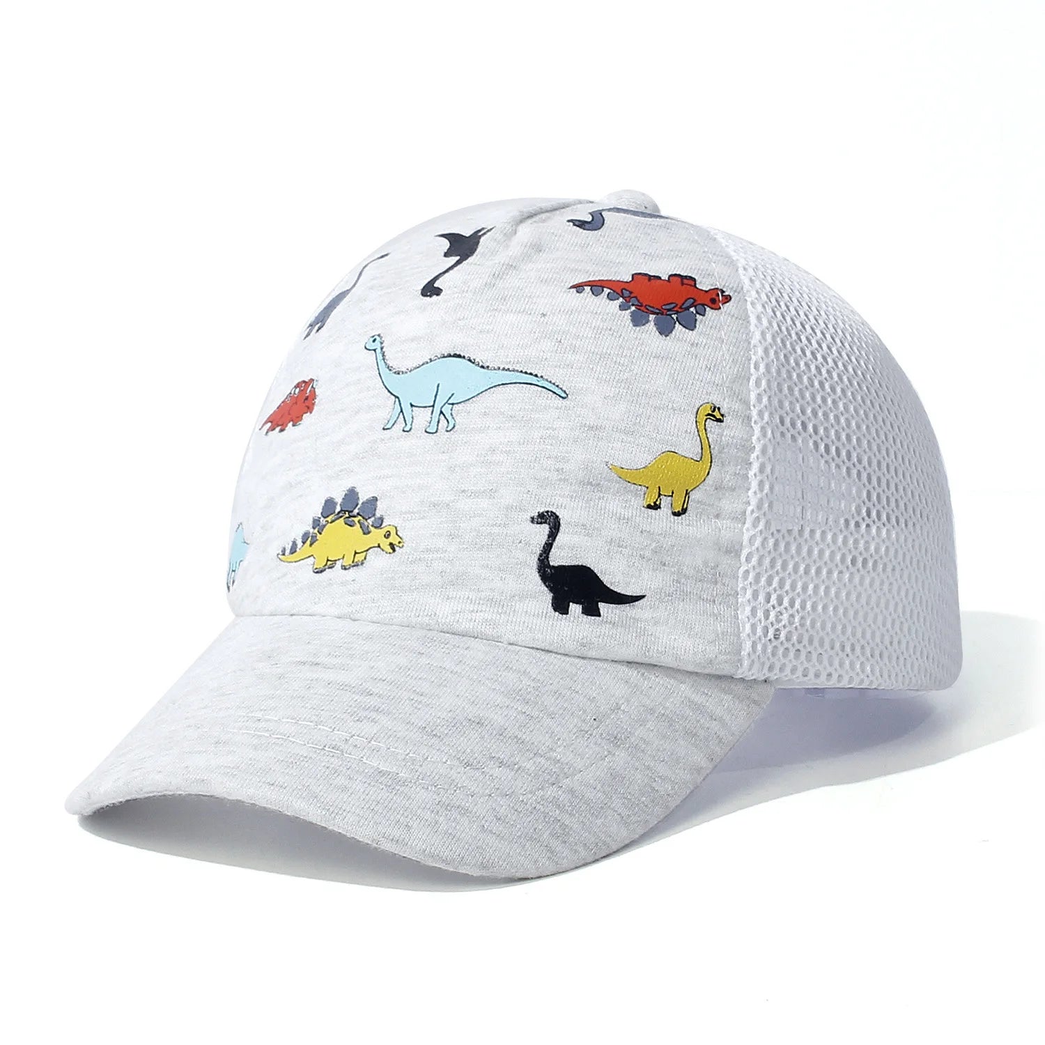 Summer Kids Baseball Cap Baby Cartoon Printed Dinosaur Sunscreen Hat Adjustable Outdoor Casual Breathable Quick Drying Mesh Cap