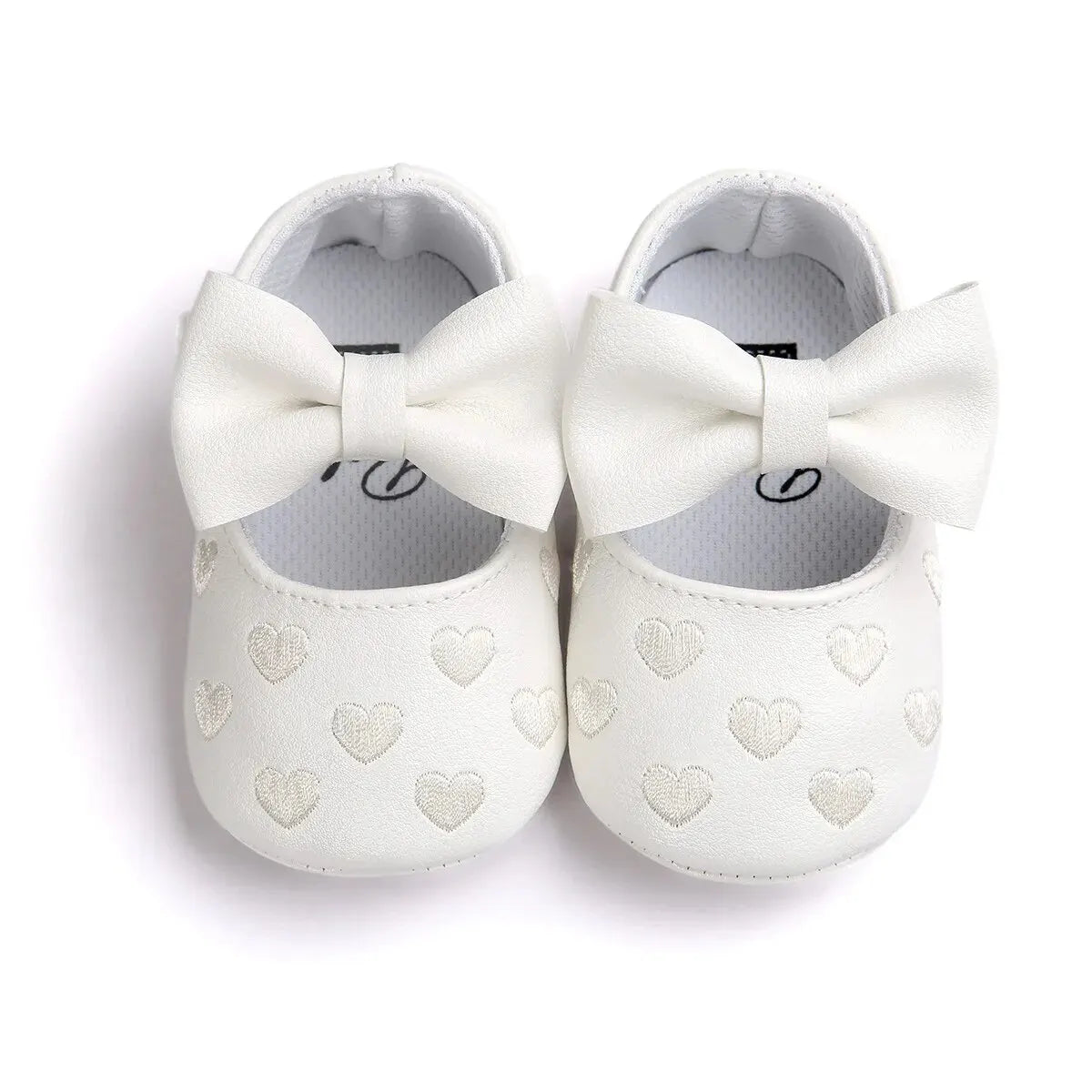 Baby Shoes Classic Dress Cute Bow-Knot Heart Anti-Slip Soft Sole First Walkers Infant Baby Girls Toddler Shoes 0-18M