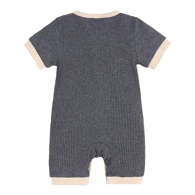 Fashion Solid Color Baby Romper Summer Baby Boy Clothes Cotton Linen Short Sleeve Infant Romper Newborn Clothing 3-18 Months