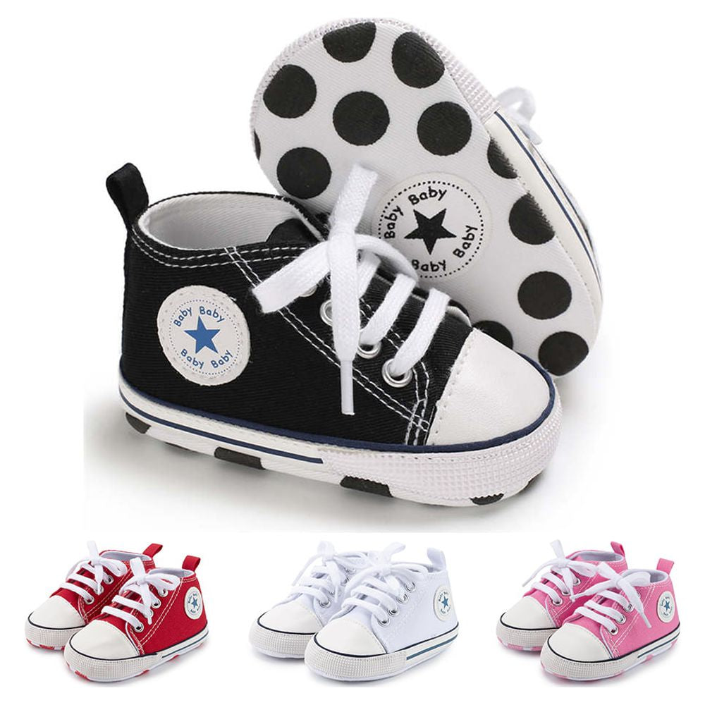 Baby Girls Boys Shoes Infant Canvas High-Top Ankle Sneakers for First Walkers 0-18M